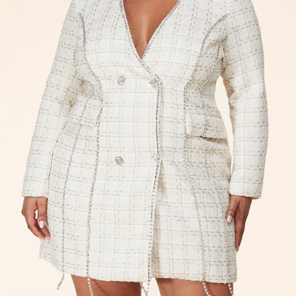 Ivory Tweed Plus Size Blazer Dress L’atise by Amy - Picture 7 of 7